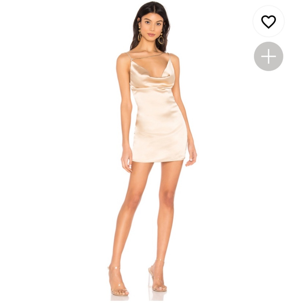 Revolve Zahra Asymmetrical Cowl Dress in Champagne